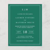 Lauren Emerald Green Budget bruiloft uitnodiging (Voorkant)