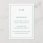 Lauren Emerald Groen Monogram Elegante Bruiloft Informatiekaartje (Voorkant)