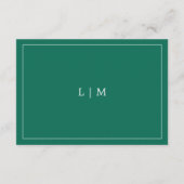 Lauren Emerald Groen Monogram Elegante Bruiloft Informatiekaartje (Achterkant)