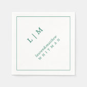 Lauren Emerald Groen Monogram Elegante Bruiloft Servet (Voorkant)