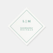 Lauren Emerald Groen Monogram Elegante Bruiloft Servet (Hoek)