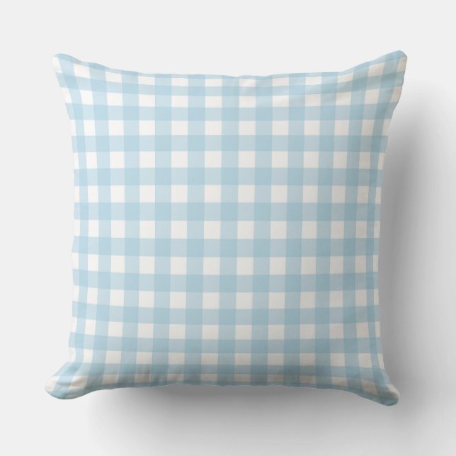 Lauren Gingham Blue Kussen (Voorkant)