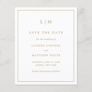 Lauren Gold Elegant Budget Bruiloft Save the Date