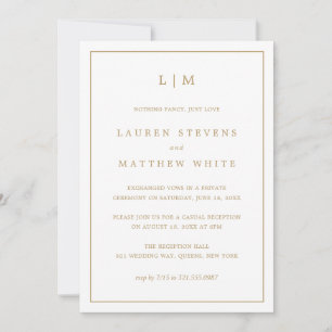 Lauren Goud Monogram Elegante Huwelijksreceptie Kaart