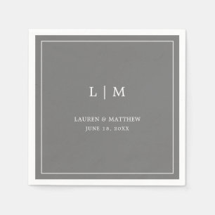 Lauren Gray Monogram Elegante bruiloft Servet