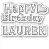 Lauren Happy Birthday silver Aufkleber Sticker (Voorkant)