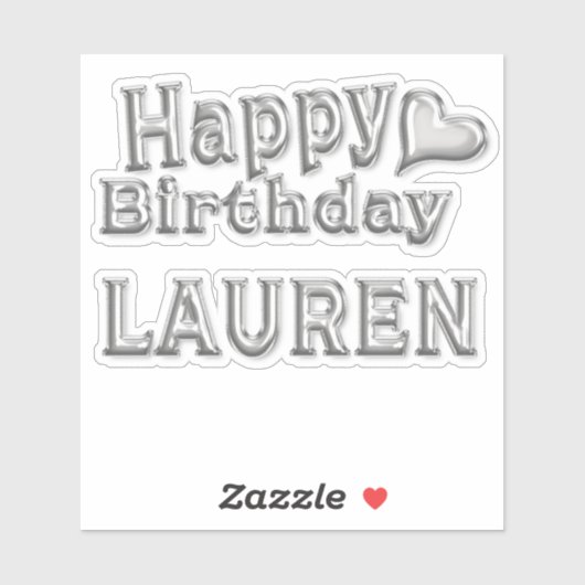 Lauren Happy Birthday silver Aufkleber Sticker (Vel)