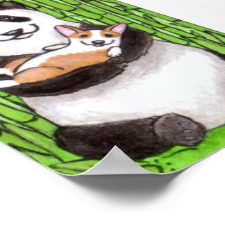 Lauren M. Davis Panda & Pembroke Welsh Dog Art Poster