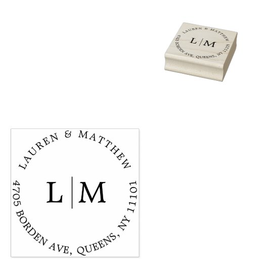 Lauren Monogram Elegante bruiloft Rubberstempel (Gestempeld)