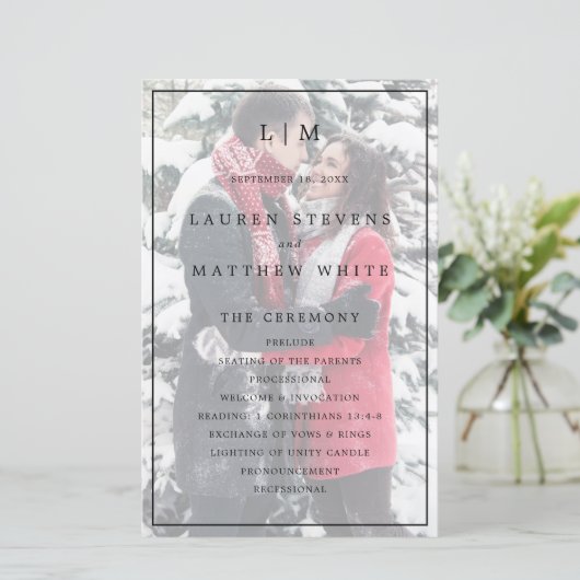 Lauren Monogram Foto Elegante Bruiloft (Staand voorkant)