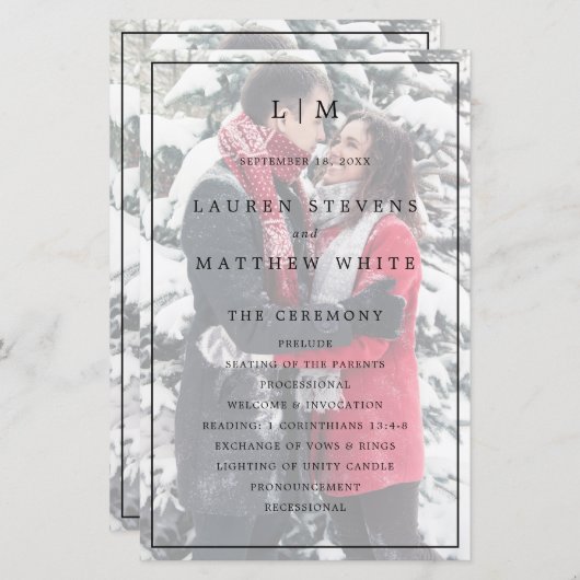 Lauren Monogram Foto Elegante Bruiloft (Voorkant / Achterkant)