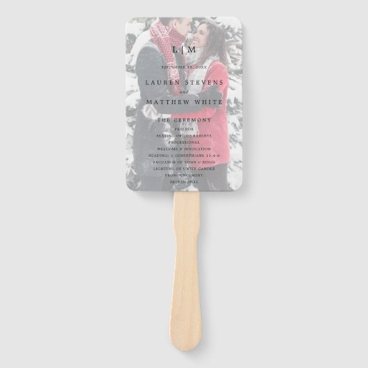 Lauren Monogram Foto Elegante Bruiloft Handwaaier (Voorkant)