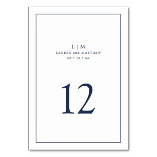 Lauren Navy Blue Monogram Elegante bruiloft Kaart