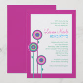 Lauren Nicole Custom Jewish Bat Mitzvah Uitnodigin Kaart (Voorkant / Achterkant)
