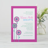 Lauren Nicole Custom Jewish Bat Mitzvah Uitnodigin Kaart (Staand voorkant)