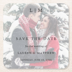 Lauren Photo Elegant Wedding Save the Date Kartonnen Onderzetters