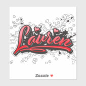 Lauren red Heart Graffiti Aufkleber Sticker (Vel)