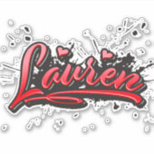 Lauren red Heart Graffiti Aufkleber Sticker (Voorkant)