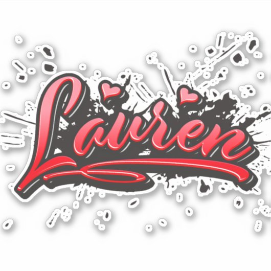Lauren red Heart Graffiti Aufkleber Sticker (Voorkant)