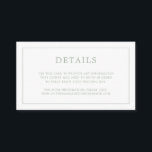 Lauren Sage Groen Monogram Elegante Bruiloft Informatiekaartje<br><div class="desc">Eenvoudige kleine trouwbehuizingskaart met een modern, maar elegant design met uw details omgeven door een dunne rand en uw monogram op de achterkant. Alle ontwerpelementen zijn groen en kunnen worden gewijzigd in het ontwerpbewerkgereedschap. Een stijlvol en stijlvol ontwerp dat ideaal is voor een minimalistisch koppel. Gebruik deze omhullingskaarten om aanwijzingen...</div>
