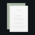 Lauren Sage Groen Monogram Elegante Bruiloft Informatiekaartje<br><div class="desc">Eenvoudige Wedding Enclosure-kaart met een modern maar elegant ontwerp met twee Letter-monogram bovenaan en uw ontvangstinformatie omgeven door een dunne rand. Alle ontwerpelementen zijn groen en kunnen worden gewijzigd in het ontwerpbewerkgereedschap. Een stijlvol en stijlvol ontwerp dat ideaal is voor een minimalistisch koppel. Deze behuizingskaarten zijn een perfecte aanvulling op...</div>