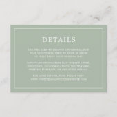 Lauren Sage Groen Monogram Elegante Bruiloft Informatiekaartje (Voorkant)