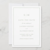 Lauren Sage Groen Monogram Elegante Bruiloft Save The Date (Voorkant)