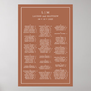 Lauren Terracotta Monogram Elegante bruiloft Poster