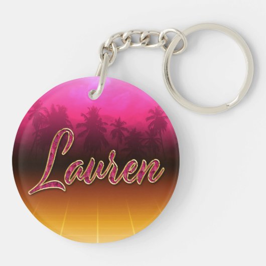 Lauren Vorname Name golden pink Schlüsselanhänger Sleutelhanger (Achterkant)