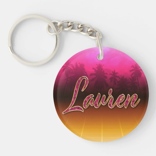 Lauren Vorname Name golden pink Schlüsselanhänger Sleutelhanger (Voorkant)