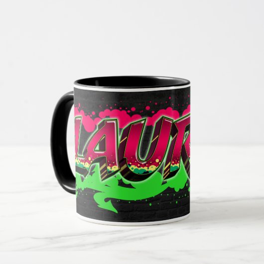 Lauren Vorname Name Graffiti red green Tasse Mok (Voorkant links)