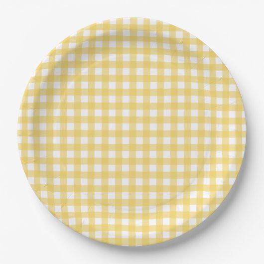 Lauren Yellow Gingham Paper Borden Papieren Bordje (Voorkant)