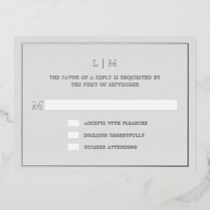 Lauren Zilver Monogram Elegant Bruiloft Folie Uitnodiging Briefkaart