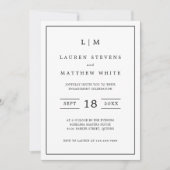 Lauren Zwart en Wit Elegant Betrokkenheid Party Kaart (Voorkant)