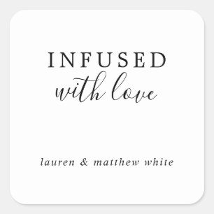 Lauren Zwart-wit Elegant Bruiloft Vierkante Sticker