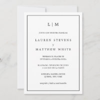 Lauren Zwart-wit Elegant Spaans Bruiloft