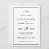 Lauren Zwart-wit Elegante Trouwdouche Kaart (Voorkant)