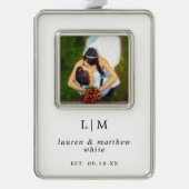 Lauren zwart-wit monogram elegant verzilverd omlijst ornament (Voorkant)