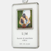 Lauren zwart-wit monogram elegant verzilverd omlijst ornament (Links)