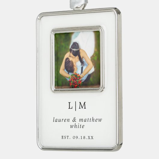 Lauren zwart-wit monogram elegant verzilverd omlijst ornament (Links)