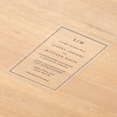 Lauren Zwart-wit Monogram Elegante bruiloft Acryl Uitnodigingen (Laagn)