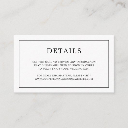 Lauren Zwart-wit Monogram Elegante bruiloft Informatiekaartje (Voorkant)