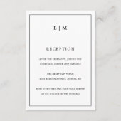 Lauren Zwart-wit Monogram Elegante bruiloft Informatiekaartje (Voorkant)