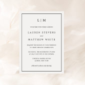 Lauren Zwart-wit Monogram Elegante bruiloft Kaart