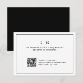 Lauren Zwart-wit Monogram Elegante bruiloft RSVP Kaartje