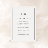 Lauren Zwart-wit Monogram Elegante bruiloft Save The Date
