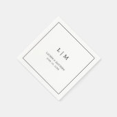 Lauren Zwart-wit Monogram Elegante bruiloft Servet (Hoek)