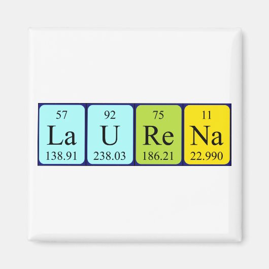 Laurena periodieke tabelnaam magnet (Voorkant)
