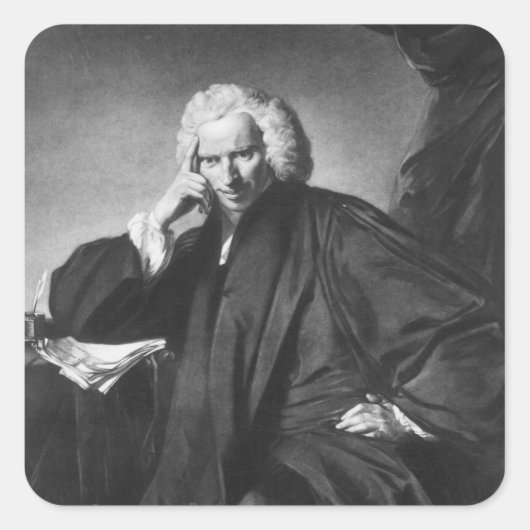 Laurence Sterne, gegraveerd door Edward Fisher Vierkante Sticker (Voorkant)