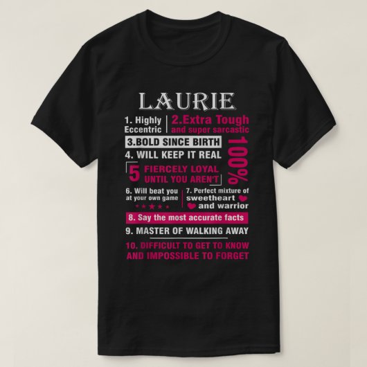 LAURIE Highly Eccentric 10 Facts Shirt First Name  (Design voorkant)